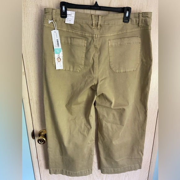 TRIBAL Audrey Hugging Button Fly Wide Leg Pant Olive Khaki Sz 16 NWT - Picture 5 of 15